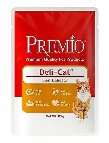 פרמיו פאוץ' דליקט ברוטב לחתולים בקר 85 גר'
