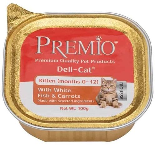 פרמיו מעדן פטה לגור חתול עם דגים וגזר לגורים 100 גרם