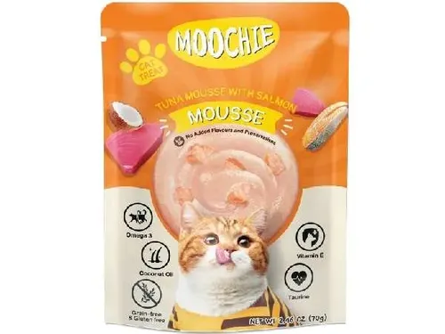 פאוץ מוצ'י לחתול מוס סלמון וטונה 70 גרם