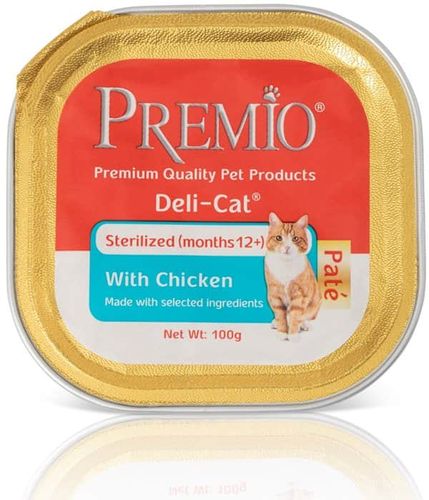 מעדן פרמיו פטה עוף לחתול בוגר מסורס 100 גרם