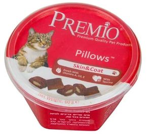 חטיף פרמיו כריות לחתול עור ופרווה 60 גרם
