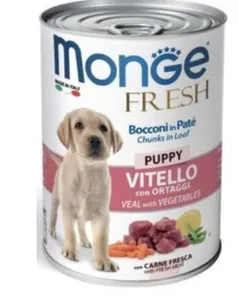 מונג פרש לכלב פפי עגל חלב וירקות 400 גרם