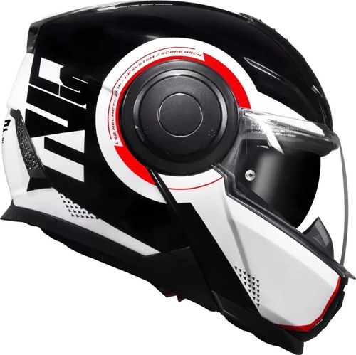 קסדה נפתחת אל אס 2 סקופ שחור/ לבן /אדום -LS2 FF902 SCOPE ARCH GLOSS BLACK WHITE RED