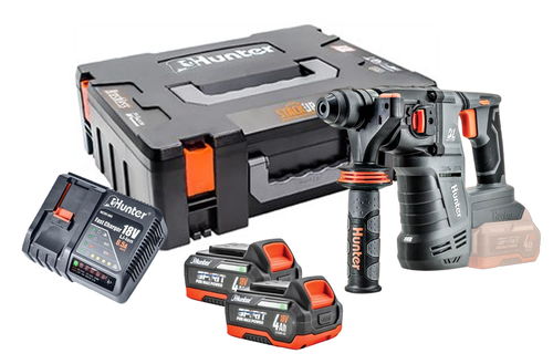 פטישון נטען 18V 2.5J  בראשלס BRUSHLESS  כולל 2 סוללות 4 אמפר ומטען 102705-025 HUNTER 