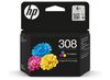 זוג ראשי דיו מקורי ‏שחור גדול 308E וצבע רגיל HP 308 