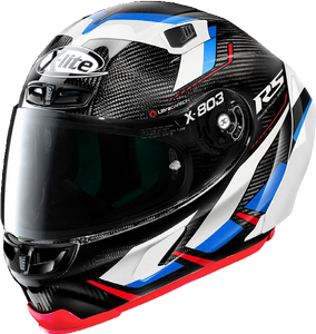 קסדה מלאה לאופנוע שחור לבן כחול MOTORMASTER מבית X-LITE