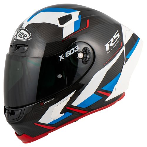 קסדה מלאה לאופנוע שחור לבן כחול MOTORMASTER מבית X-LITE