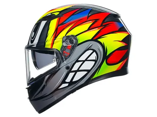 קסדה מלאה AGV K-3 צבע BIRDY 2.0 אפור צהוב אדום