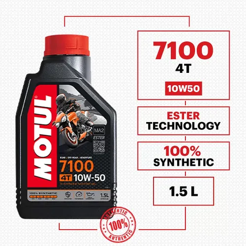 שמן מנוע מוטול  בנפח 1 ליטר 100% סיננטי – MOTUL 7100 4T 10W50