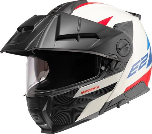 קסדה נפתחת אדוונצר – Schuberth E2 Explorer Off-Road מעוטר לבן אדום כחול