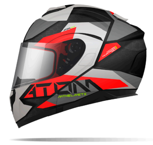 קסדת אופנוע אפור אדום דגם ATOM W17 מבית MT