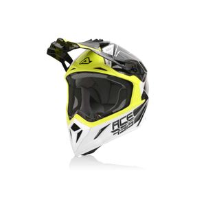 קסדת שטח לאופנוע STEEL CARBON מבית ACERBIS- שחור לבן צהוב