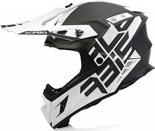 קסדת שטח לאופנוע STEEL CARBON מבית ACERBIS-שחור לבן