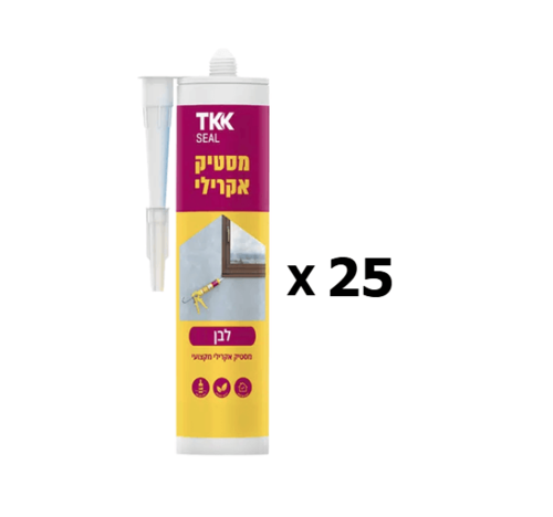 קרטון 25 יחידות מסטיק אקרילי מקצועי צבע לבן 