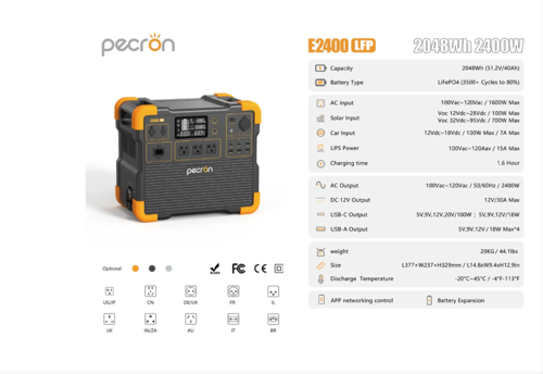 תחנת כח ניידת עוצמתית PECRON E2400LFP