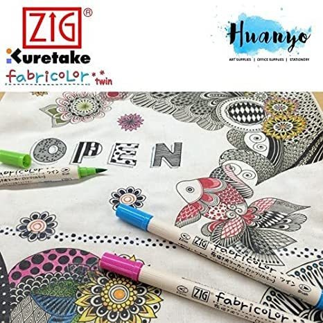 סט 12 טושים דו צדדים לציור על בד ZIG FABRICOLOR TWIN