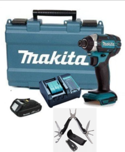 מברגת אימפקט 18V סוללה 1.5AH ומטען במזוודה + אולר רב תכליתי מתנה