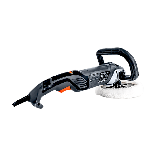 מלטשת פחחים/פולישר HUNTER 1200W - כלי מקצועי עם עיצוב שחור ואפור, פד ליטוש לבן 