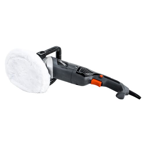 מלטשת פחחים/פולישר HUNTER 1200W - כלי מקצועי עם עיצוב שחור ואפור, פד ליטוש לבן 