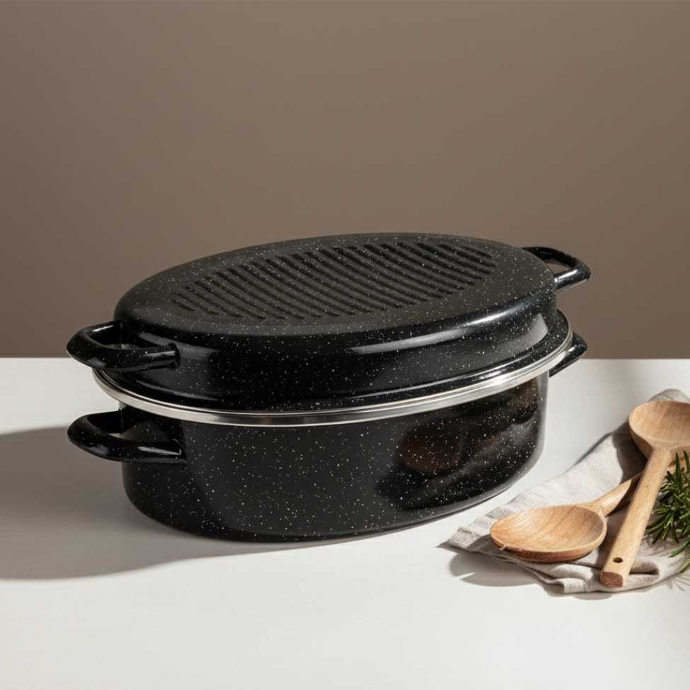 רוסטר אמייל עם מכסה תואם 42*32 ס"מ - Y.C.035133