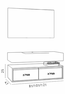 ארון אמבטיה דגם קמילה תלוי CAMILLA כיור גרניט 15 ס
