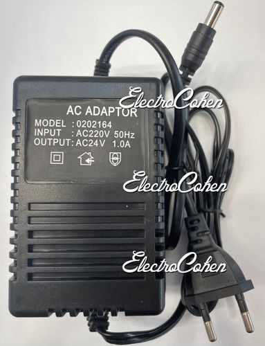 שנאי ספק כוח טרנספורמטור 24V 1.0A AC/AC עם חיבור USB