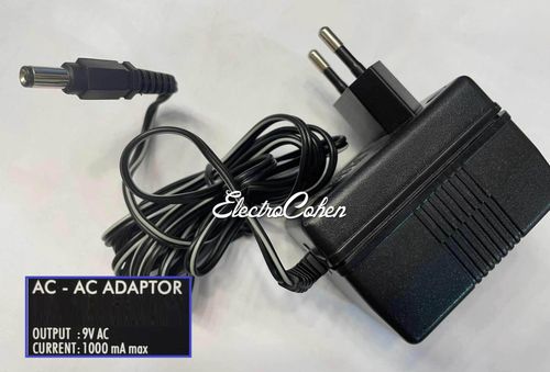 שנאי AC-AC 9V 1A עם חיבור USB