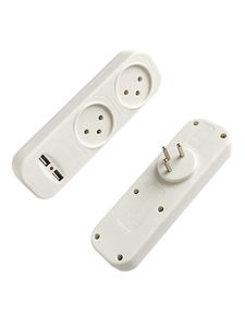 מפצל חשמל זוגי T2 רוחבי+מטען USB