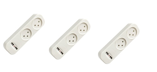 סט 3 מפצלי חשמל T2 רוחבי+מטען Lumitec USB