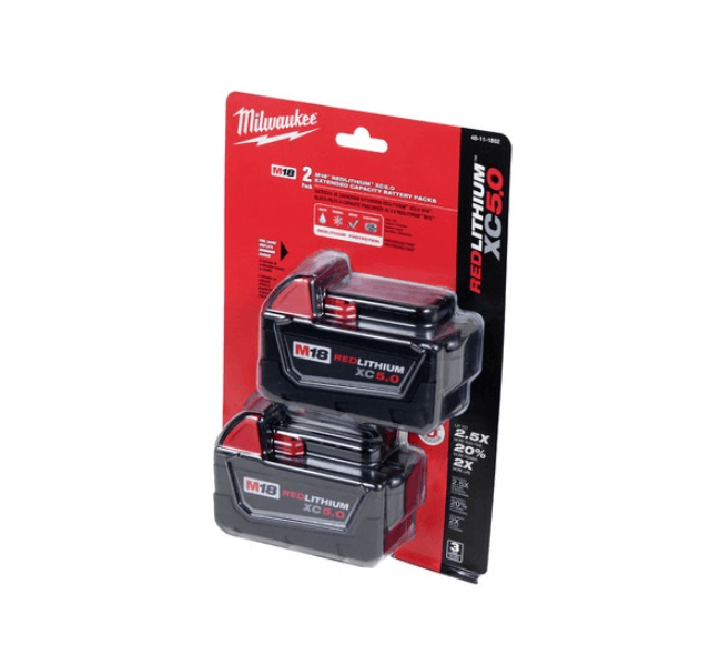 זוג סוללות ליתיום 18V 5.0Ah MILWAUKEE