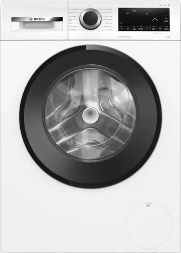 מכונת כביסה בוש Bosch WGG2440 לבן בעיצוב מודרני עם פתח חזית רחב.