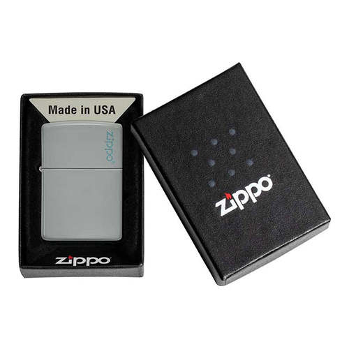 מצית זיפו אפור אלגנטי עם לוגו – Zippo