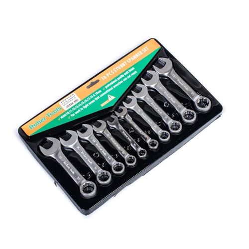 סט 10 מפתחות רינג פתוח קצר 10-19 מ