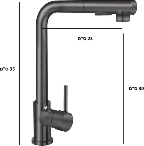 ברז מטבח 71836 מגיע עם פיה מסתובבת ונשלפת צבע אפור גרפיט 