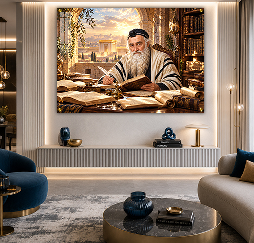 תמונות צדיקים - רבי מאיר בעל הנס לומד קנבס/זכוכית