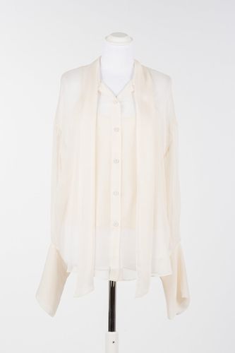 Voile shirt with sash neck
