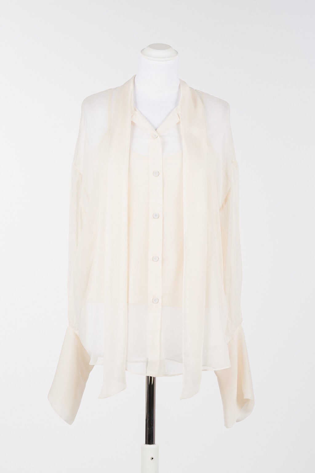 Voile shirt with sash neck