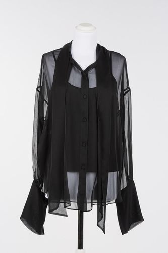 Voile shirt with sash neck