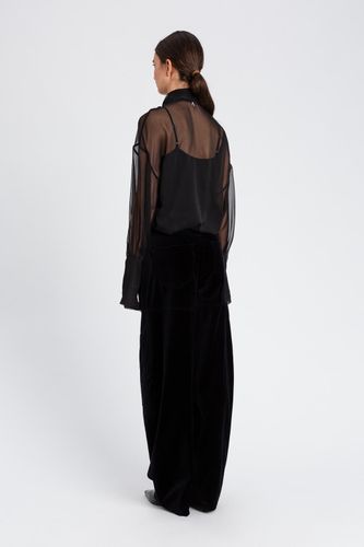 Voile shirt with sash neck
