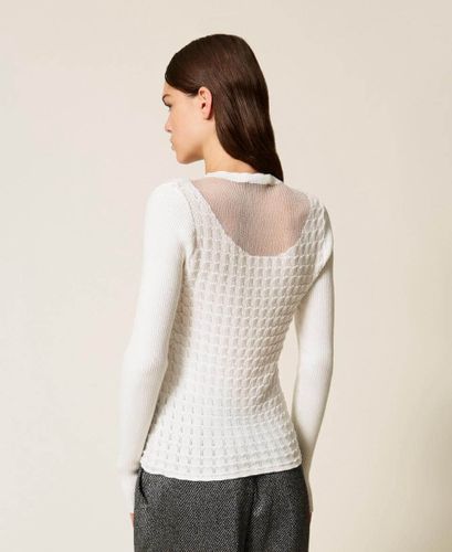 Fitted jumper with see-through yoke