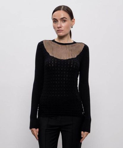 Fitted jumper with see-through yoke