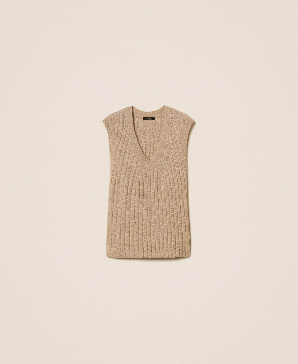 Knit gilet with sequins