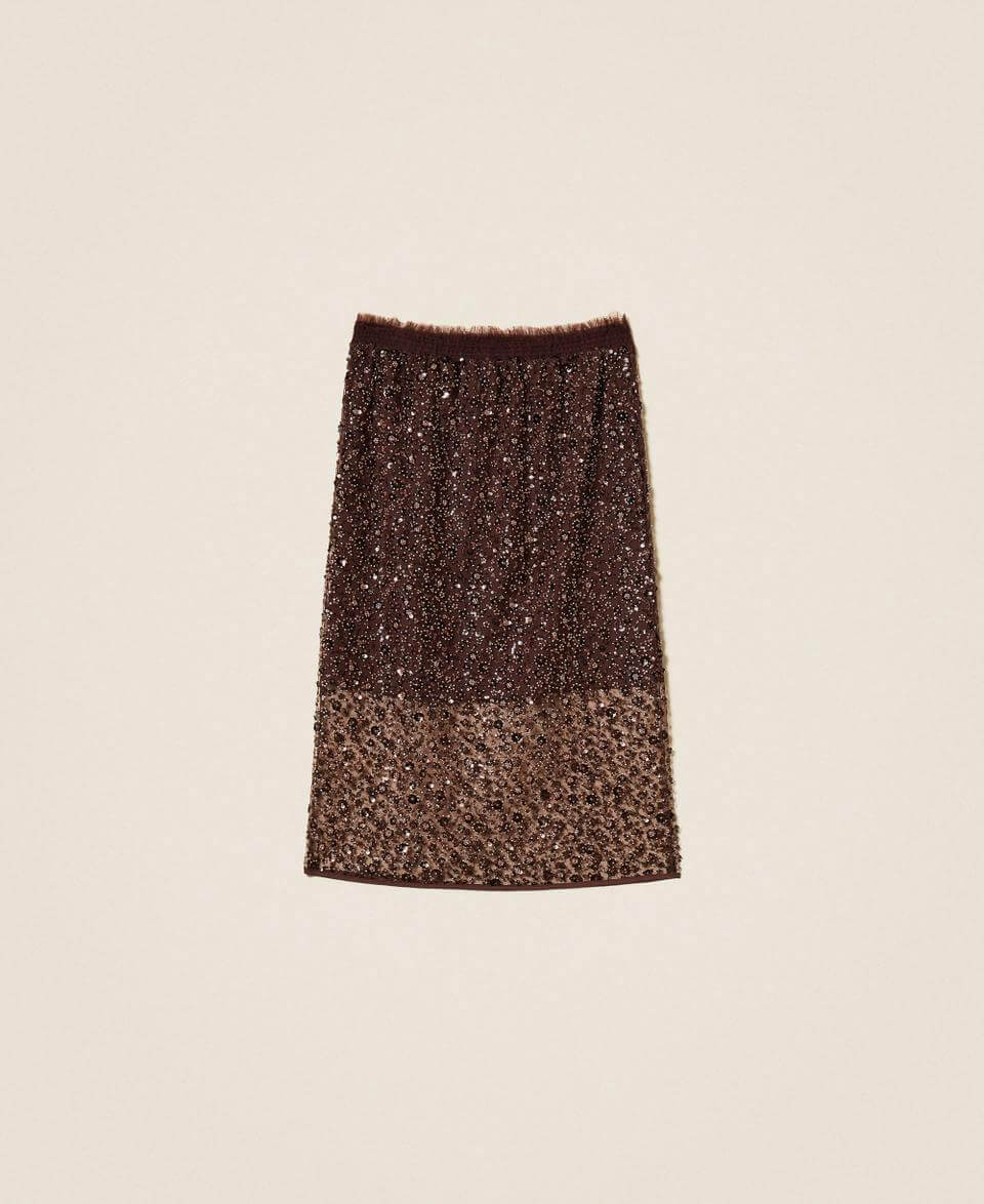 Midi tulle skirt with sequins