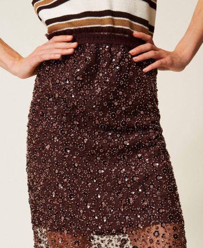 Midi tulle skirt with sequins