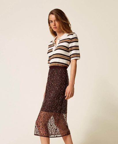 Midi tulle skirt with sequins