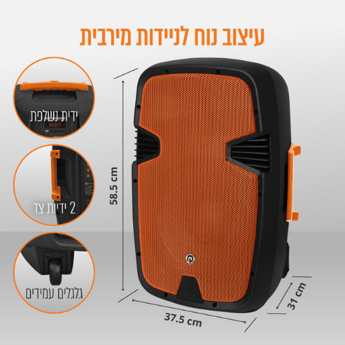 בידורית עם 2 מיקרופנים אלחוטיים 12 אינץ' Pure Acoustics PMW-4412 500W