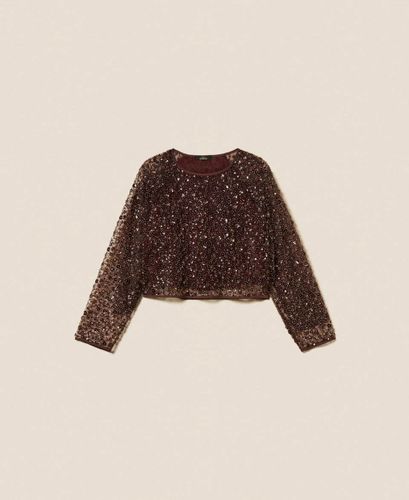 Tulle blouse with sequins