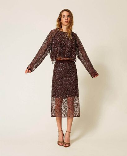 Tulle blouse with sequins