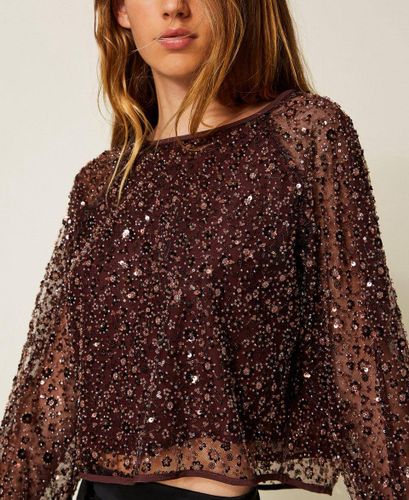 Tulle blouse with sequins