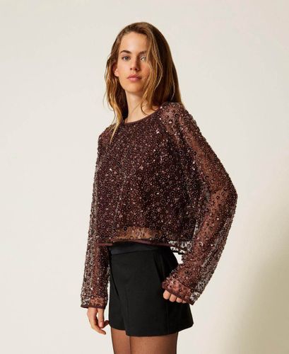 Tulle blouse with sequins